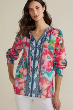 Soft Surroundings Tops|Evalina Top PinkRanunculus