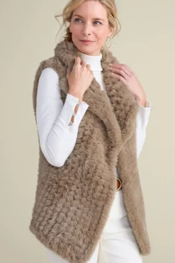 Soft Surroundings Jackets & Coats|Faux Fur Draped Vest Taupe