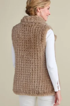 Soft Surroundings Jackets & Coats|Faux Fur Draped Vest Taupe