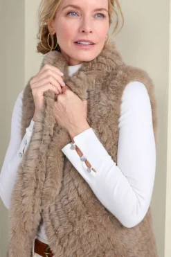 Soft Surroundings Jackets & Coats|Faux Fur Draped Vest Taupe