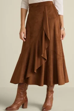 Soft Surroundings Skirts|Faux Suede Skirt Saddle
