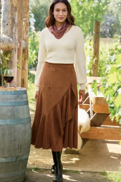 Soft Surroundings Skirts|Faux Suede Skirt Saddle