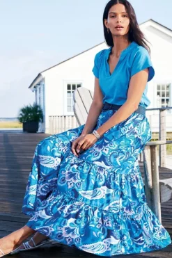 Soft Surroundings Skirts|Feyre Maxi Skirt IslandSunPaisleyBlue