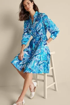 Soft Surroundings Dresses|Feyre Short Dress IslandSunPaisleyBlue