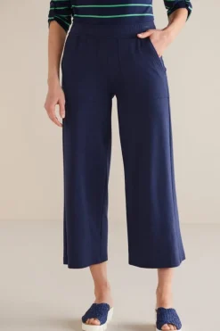 Soft Surroundings Pants|Fina French Terry Crop Pants Navy