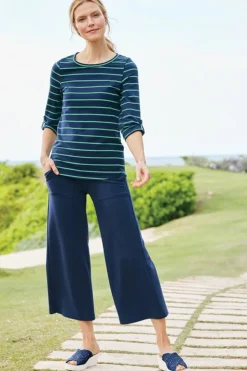 Soft Surroundings Pants|Fina French Terry Crop Pants Navy