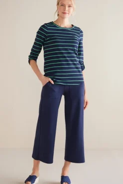 Soft Surroundings Pants|Fina French Terry Crop Pants Navy