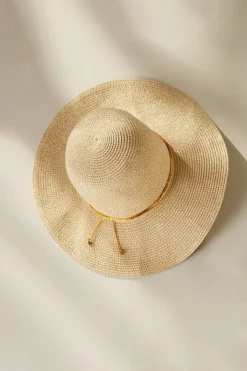 Soft Surroundings Hats|Golda Floppy Hat Natural/Gold