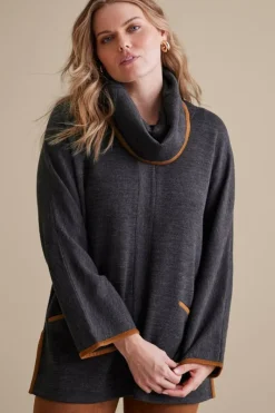 Soft Surroundings Tops|Hanna Convertible Tunic CharcoalHeather