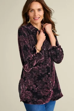 Soft Surroundings Tops|Icon Silk Velvet Poets Tunic Shirt