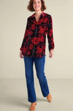 Soft Surroundings Tops|Icon Silk Velvet Poets Tunic Shirt