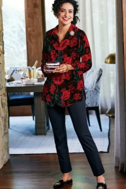 Soft Surroundings Tops|Icon Silk Velvet Poets Tunic Shirt
