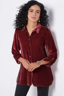 Soft Surroundings Tops|Icon Silk Velvet Poets Tunic Shirt