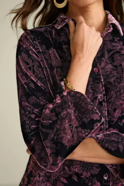 Soft Surroundings Tops|Icon Silk Velvet Poets Tunic Shirt