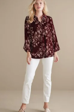 Soft Surroundings Tops|Icon Silk Velvet Poets Tunic Shirt