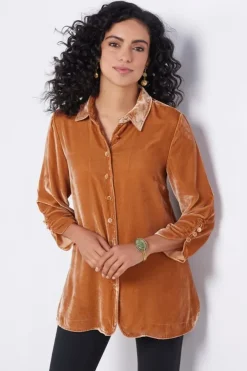 Soft Surroundings Tops|Icon Silk Velvet Poets Tunic Shirt