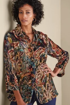 Soft Surroundings Tops|Icon Silk Velvet Poets Tunic Shirt