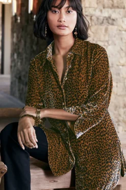 Soft Surroundings Tops|Icon Silk Velvet Poets Tunic Shirt