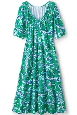 Soft Surroundings Dresses|Ilana Midi Dress GreenLeafIkat