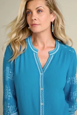 Soft Surroundings Tops|Tunics & Leggings|Imane Gauze Tunic BlueDanube