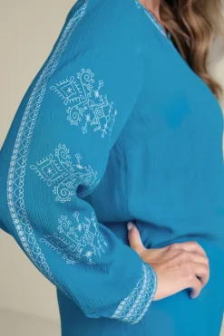 Soft Surroundings Tops|Tunics & Leggings|Imane Gauze Tunic BlueDanube