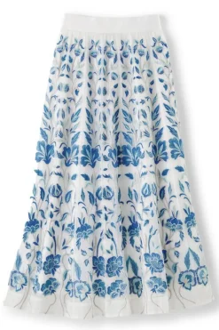 Soft Surroundings Skirts|Imani Maxi Skirt BlueDreamEmbroidery