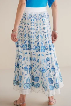 Soft Surroundings Skirts|Imani Maxi Skirt BlueDreamEmbroidery