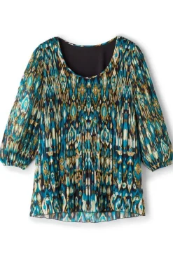 Soft Surroundings Tops|Tunics & Leggings|Imrie 3/4 Sleeve Tunic MenaraIkatBlue