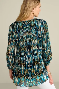 Soft Surroundings Tops|Tunics & Leggings|Imrie 3/4 Sleeve Tunic MenaraIkatBlue