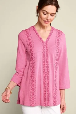 Soft Surroundings Tops|Tunics & Leggings|Ingrid Embroidered Tunic AzaleaPink