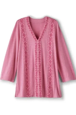 Soft Surroundings Tops|Tunics & Leggings|Ingrid Embroidered Tunic AzaleaPink