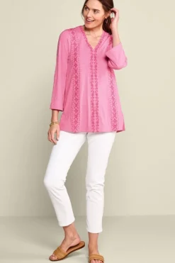 Soft Surroundings Tops|Tunics & Leggings|Ingrid Embroidered Tunic AzaleaPink
