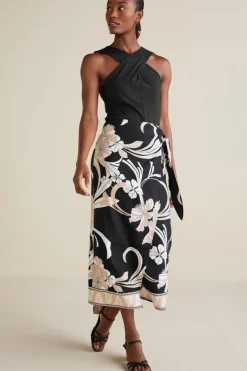 Soft Surroundings Skirts|Isla Stretch Linen Midi Skirt GoldenBotanicals