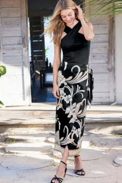 Soft Surroundings Skirts|Isla Stretch Linen Midi Skirt GoldenBotanicals