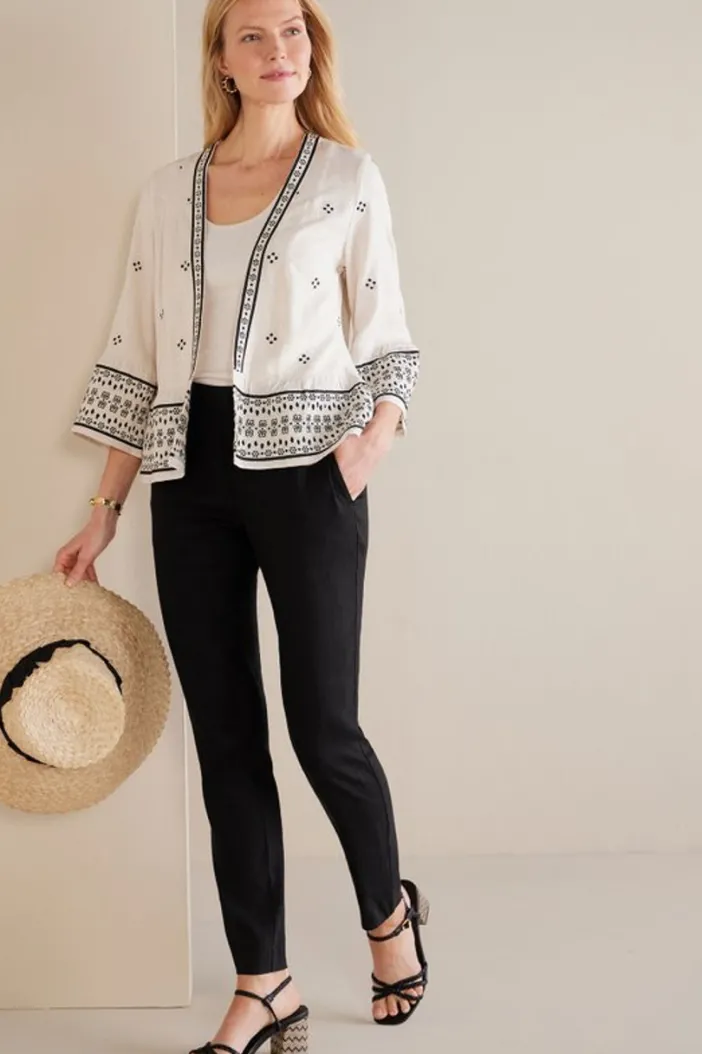 Soft Surroundings Pants|Isla Stretch Linen Slim Leg Pants Black