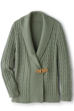 Soft Surroundings Tops|Sweaters & Cardigans|Ivey Cable Knit Cardigan AgaveGreen