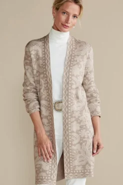 Soft Surroundings Tops|Sweaters & Cardigans|Ivy Shimmer Long Cardigan NeutralFloral