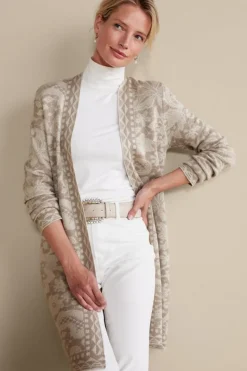 Soft Surroundings Tops|Sweaters & Cardigans|Ivy Shimmer Long Cardigan NeutralFloral
