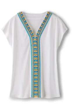 Soft Surroundings Tops|Izabel Embroidered Tee White