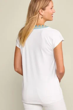 Soft Surroundings Tops|Izabel Embroidered Tee White
