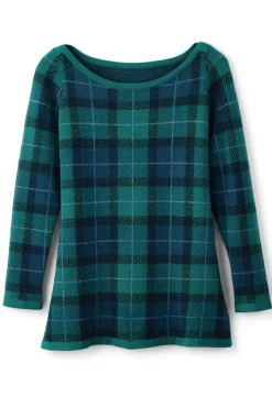 Soft Surroundings Tops|Sweaters & Cardigans|Janece Plaid Sweater Tunic FestivePlaidGreen