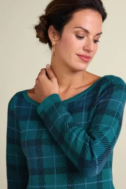 Soft Surroundings Tops|Sweaters & Cardigans|Janece Plaid Sweater Tunic FestivePlaidGreen