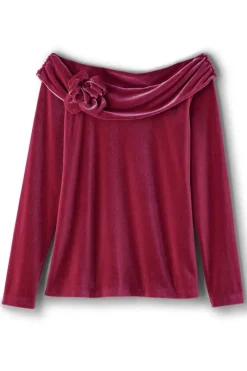 Soft Surroundings Tops|Jeanna Rosette Velvet Top Granita