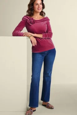Soft Surroundings Tops|Jeanna Rosette Velvet Top Granita