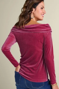 Soft Surroundings Tops|Jeanna Rosette Velvet Top Granita