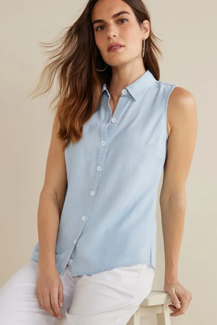 Soft Surroundings Tops|Jennifer Tencel™ Tank LightChambray