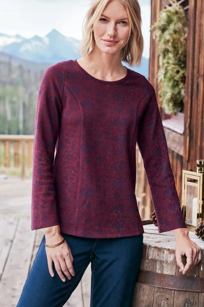 Soft Surroundings Tops|Jeri Jacquard Top MultiFloral