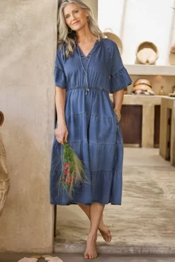 Soft Surroundings Dresses|Jessanne Tencel™ Midi Dress DarkMediumIndigo