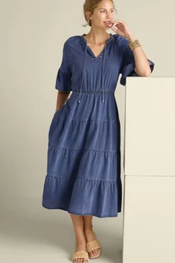 Soft Surroundings Dresses|Jessanne Tencel™ Midi Dress DarkMediumIndigo