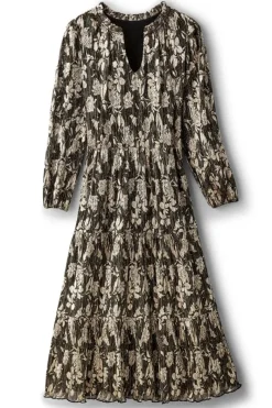 Soft Surroundings Dresses|Jobelle Shimmer Midi Dress FoilGarden